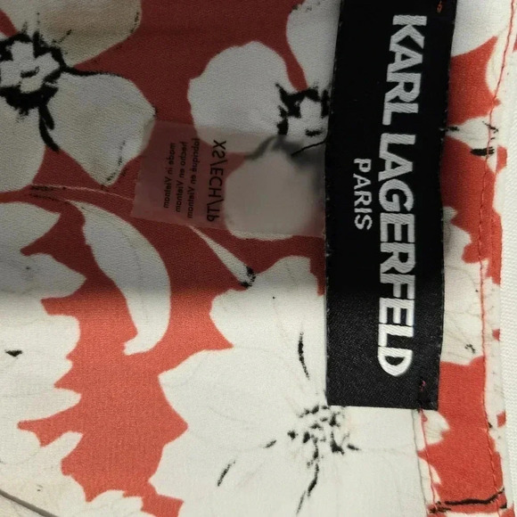 Karl Lagerfeld Red Floral Sleeveless Blouse - Women's Designer Summer Top - Picture 12 of 13